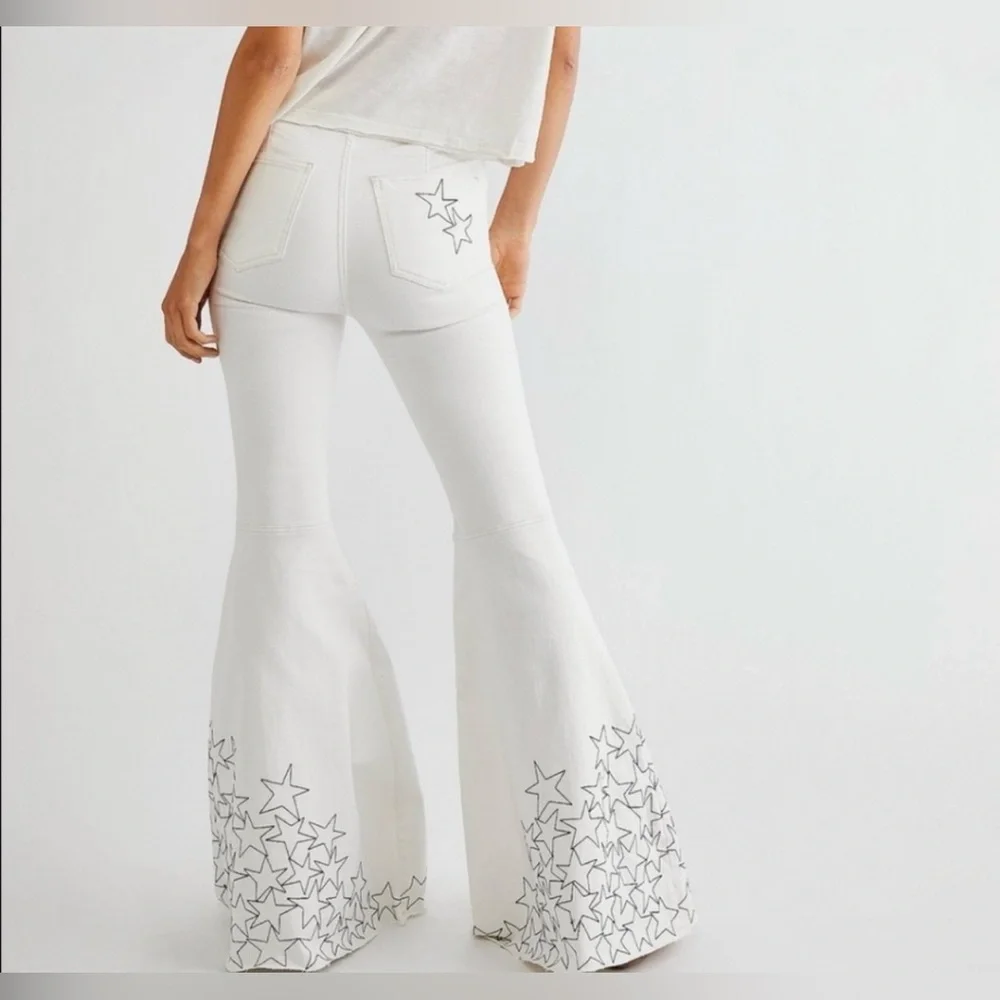 Free People x Zandra Rhodes Just Float On Flare Jeans, Sz 33 NWOT